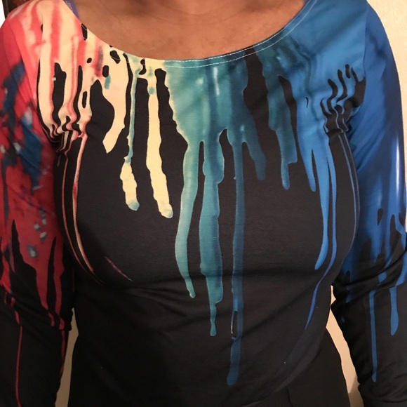 Brand new m sized multi colored paint drip shirt - Picture 2 of 2